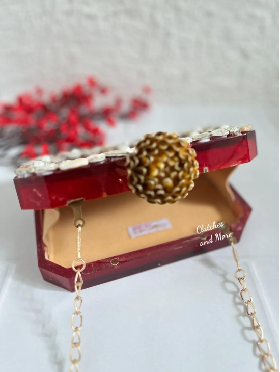 Red Resin Octagon Clutch