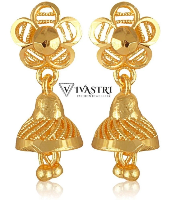 VIVASTRI Golden Jhumki Earrings ( Pack of 1 ) - Golden