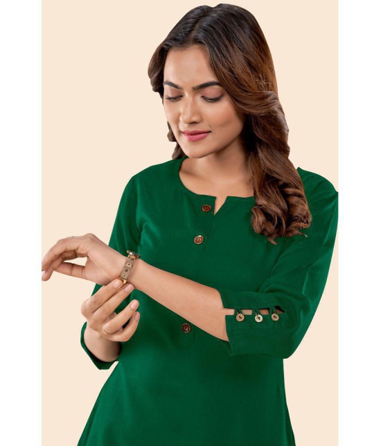 Glomee - Green Cotton Women's Straight Kurti ( Pack of 1 ) - None