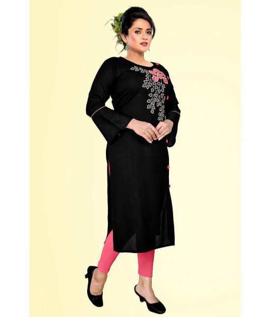 haya fashion - Black Rayon Women's Straight Kurti ( Pack of 1 ) - None