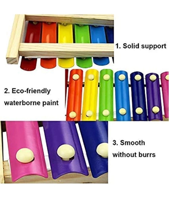 Fratelli Ecofriendly Wooden Xylophone Kids First Musical Sound Instrument Toys with 8 Notes Multicolor Made in India || BIS Approved