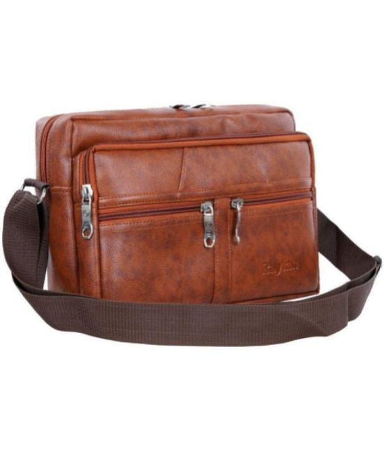 Raylan - Brown Textured Messenger Bag - Brown