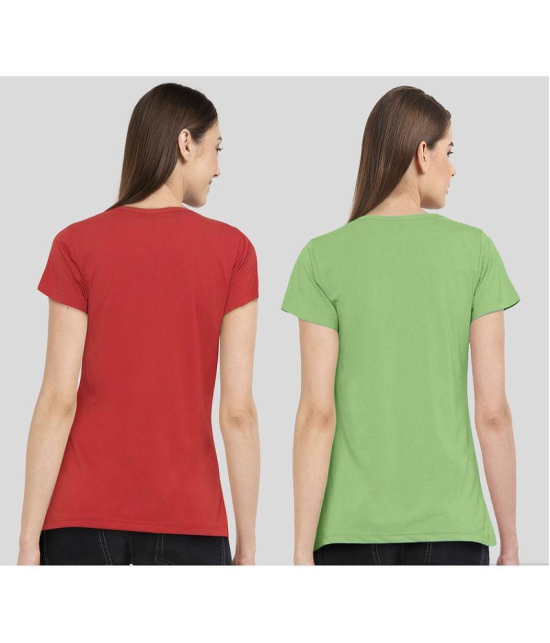 CHOZI - Multi Color Cotton Blend Regular Fit Women's T-Shirt ( Pack of 2 ) - None