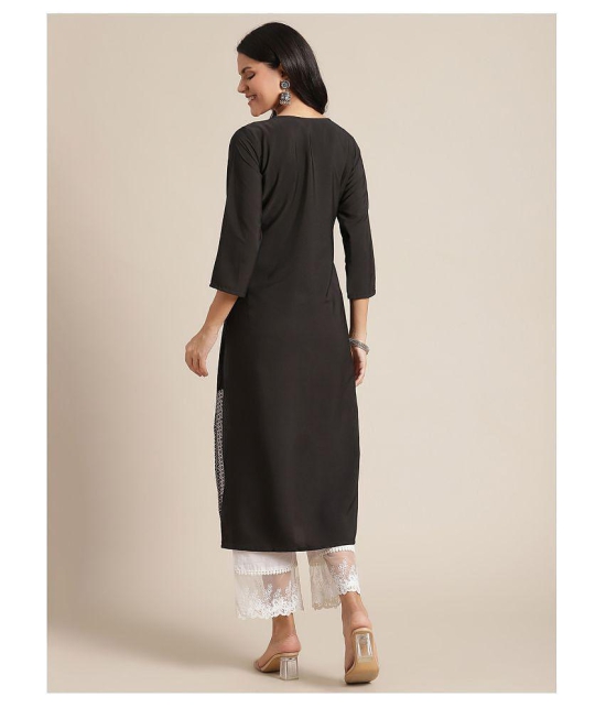 KSUT Black Viscose Straight Kurti - Single - L