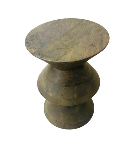 Round mango wood hard side table or stool 45cm height