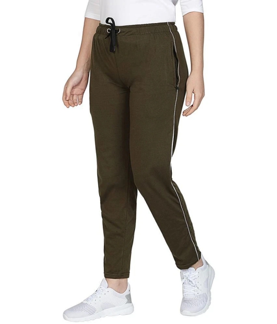 Uzarus - Olive Cotton Blend Womens Running Trackpants ( Pack of 1 ) - L