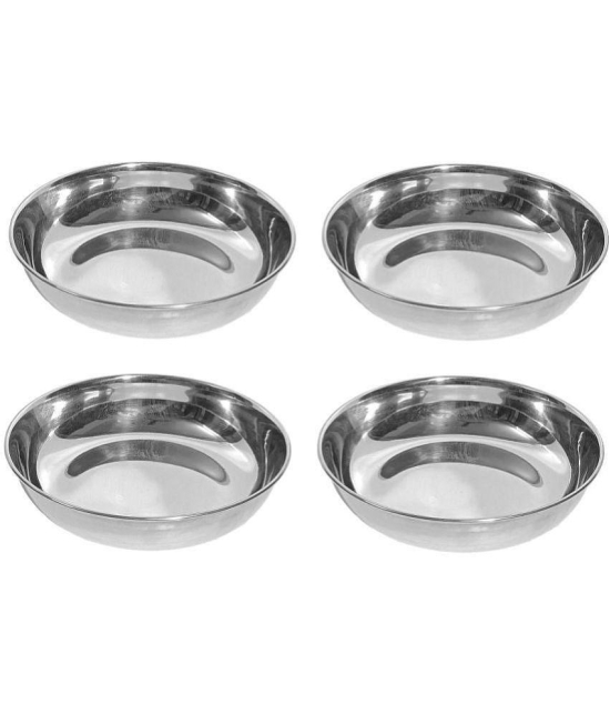 A & H ENTERPRISES - Sweet Dish Bowl / Halwa Plate Stainless Steel Dessert Bowl 100 mL ( Set of 4 ) - Steel