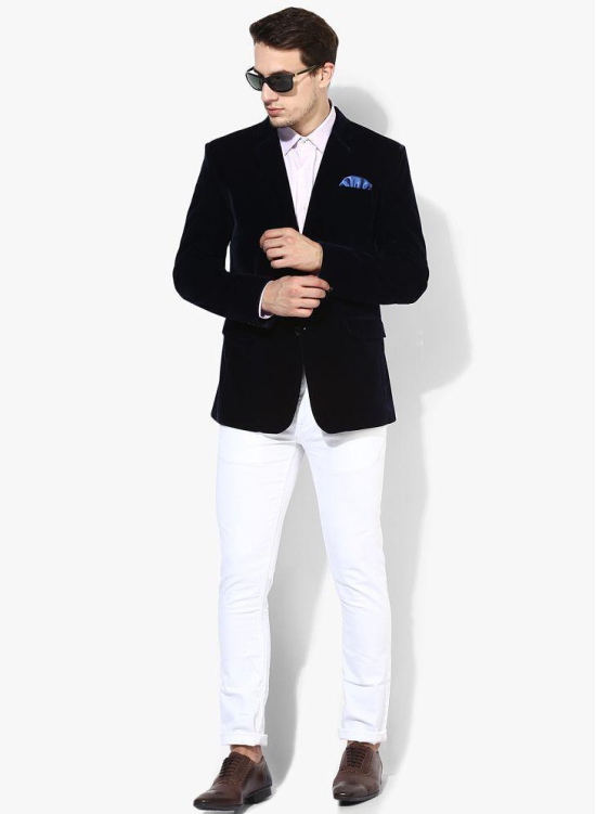 Hangup Navy Solid Casual Blazers - 36