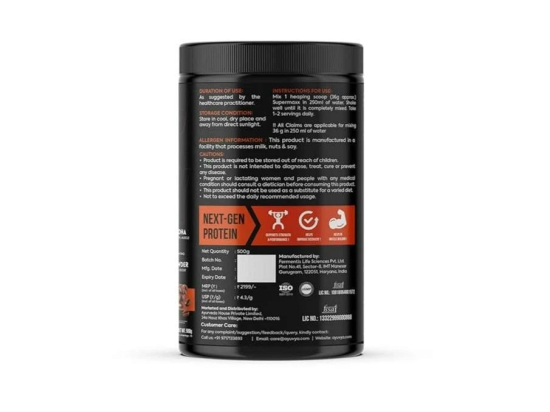 Ayuvya Super Maxx Plant Protein || Vegan - Elevate Your Fitness Journey for Muscle Growth, Recovery, and Overall Well-Being | Mango Flavoured, 500gm