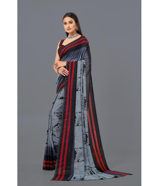 LEELAVATI - Grey Georgette Saree With Blouse Piece ( Pack of 1 ) - Grey