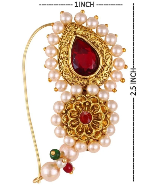 VIVASTRI Cubic Zirconia Gold-plated Plated Alloy Nathiya - Red