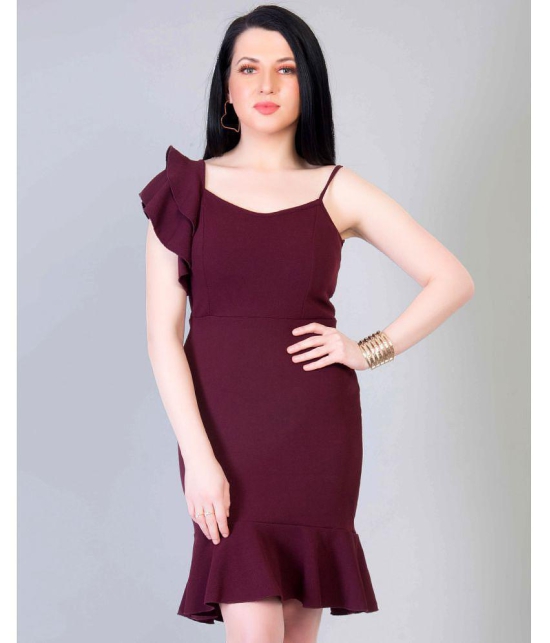 Addyvero Cotton Lycra Maroon Regular Dress - - XL