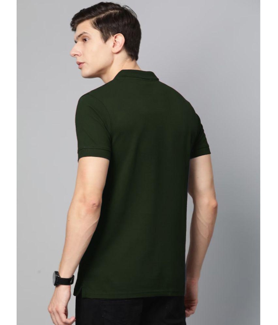 ADORATE Cotton Blend Regular Fit Solid Half Sleeves Mens Polo T Shirt - Olive ( Pack of 1 ) - None