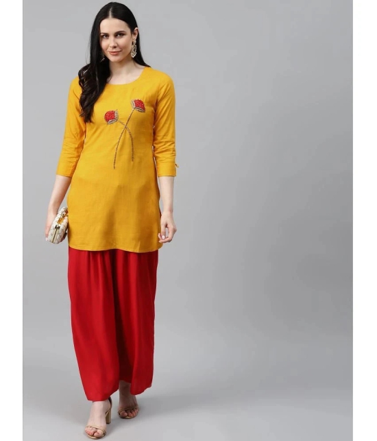 JC4U - Mustard Rayon Womens Straight Kurti ( Pack of 1 ) - None