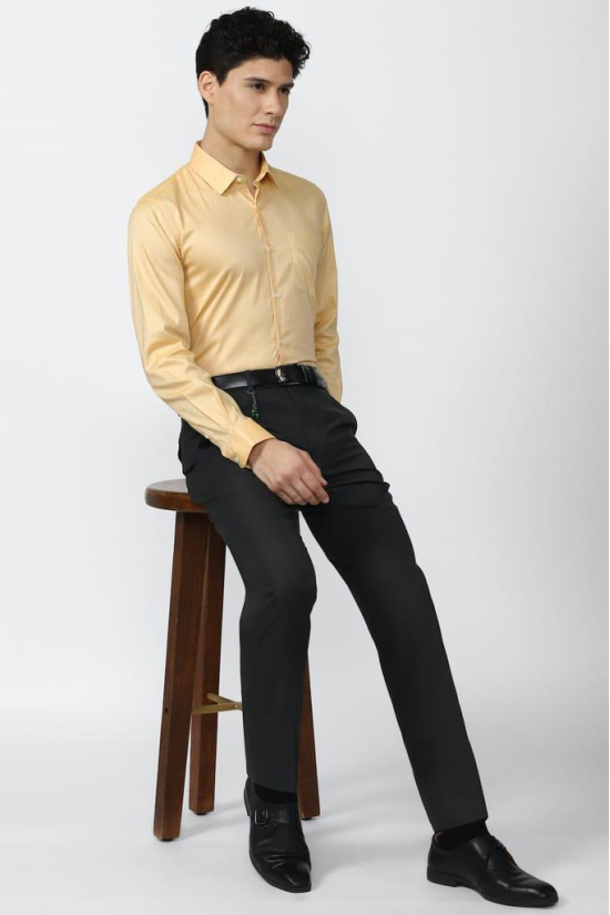 Men Yellow Slim Fit Formal Full Sleeves Formal Shirt