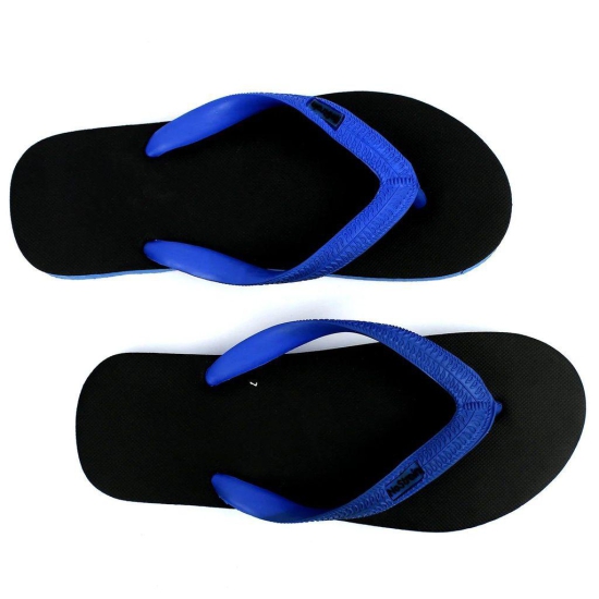 Black & Royal Blue Natural Rubber Flip-Flops Slippers (Men)