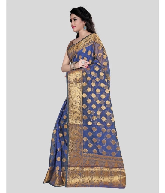 Gazal Fashions - Blue Banarasi Silk Saree With Blouse Piece ( Pack of 1 ) - Blue