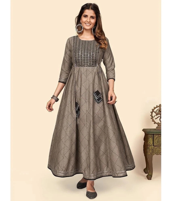 Vbuyz - Brown Cotton Blend Womens Anarkali Kurti ( Pack of 1 ) - None