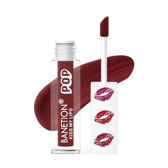 BANETION POP Matte Lipcolour-8 ml/Lasts Up to 16 hours/Lipstick for Women/Non-Drying, Smudge Proof, Long Lasting (Deep Red)