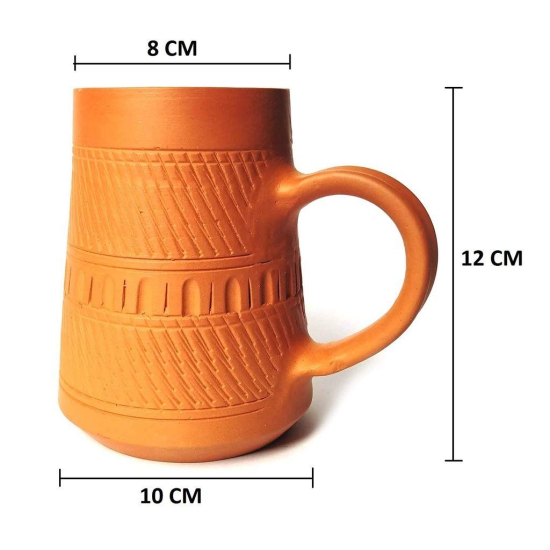 KSI Terracotta Clay Beer Mug Handmade Beer Mug for Home and Bar Self Cooling Clay Beer Mug 600 ML Pack of 2