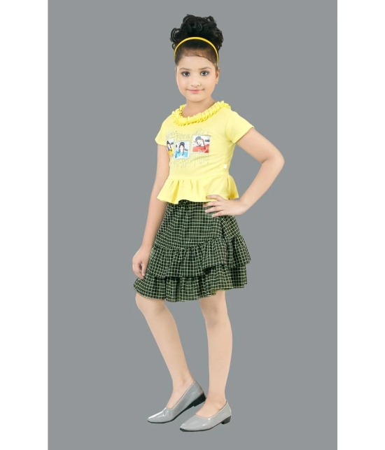 Coxxup Yellow Crepe Girls Top With Skirt ( Pack of 1 ) - None