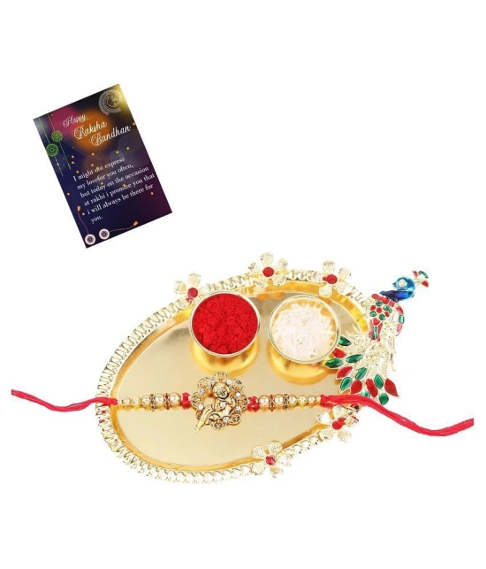 Stylish Classic  Look BAL GOPAL Pendant   Rakhi For  Bhaiya/Brother/Bhai With Roli Chawal And 1 Greeting Card 1 Kankawati Pooja Thali - None