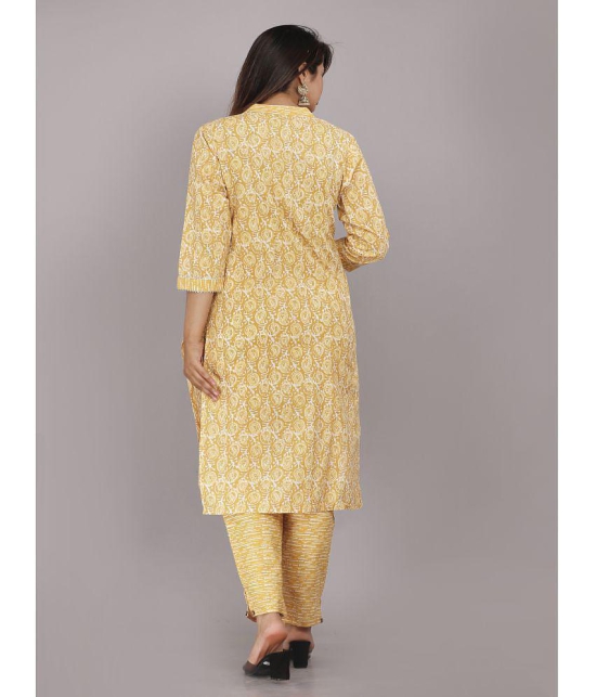 HIGHLIGHT FASHION EXPORT Cotton Printed Kurti With Pants Womens Stitched Salwar Suit - Yellow ( Pack of 1 ) - None