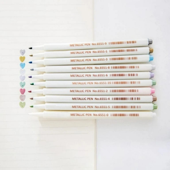 Pastel Premium Metallic Color Pen  - Illuminate Your Art with Subtle Shimmer-White