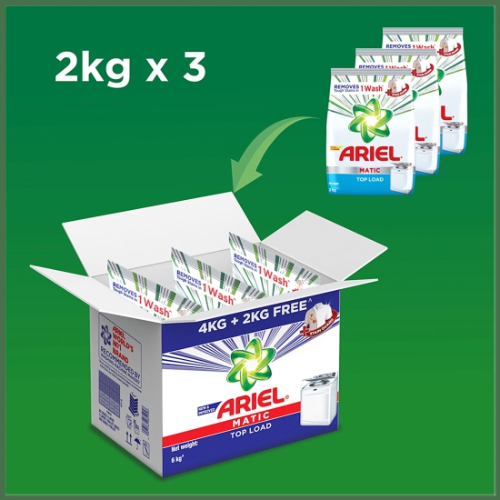 Ariel Matic Top Load Detergent Washing Powder, 4 Kg (Get 2 Kg Free)