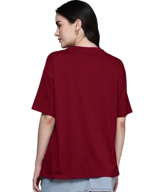 Leotude Maroon Cotton Blend Oversized Womens T-Shirt ( Pack of 1 ) - None