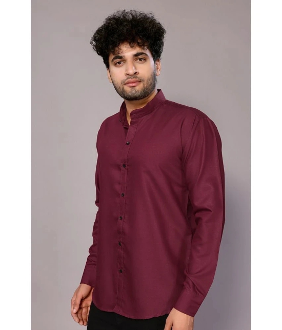 Anand Cotton Blend Regular Fit Solids Full Sleeves Mens Casual Shirt - Maroon ( Pack of 1 ) - None