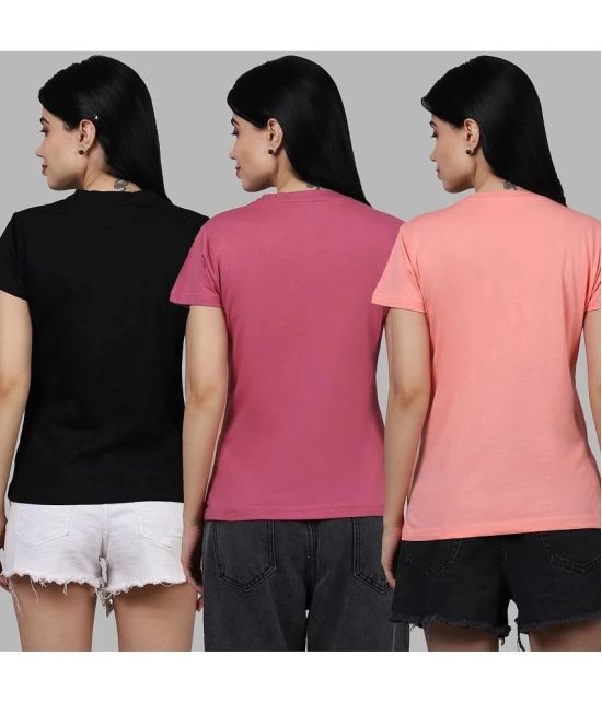 Fabflee - Multicolor Cotton Regular Fit Womens T-Shirt ( Pack of 3 ) - None