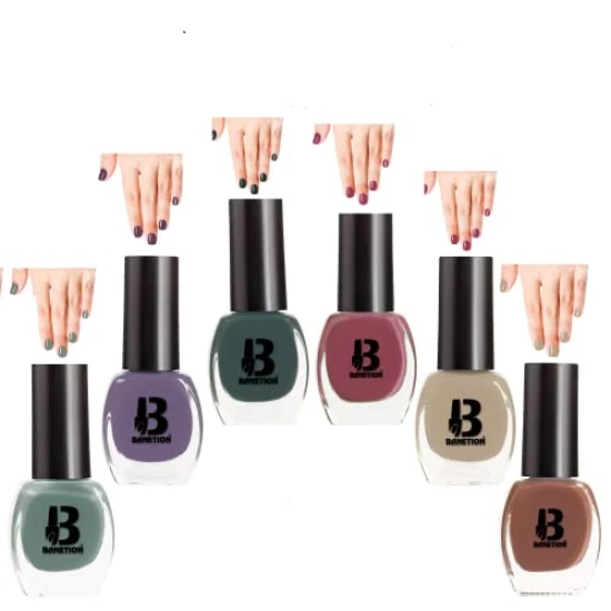 BANETION|JADE-23|Quick Drying | No Harmful Chemicals | No Chip Formula | Glossy Finish | Long Lasting | Smooth Application| High Shine Nail Polish For Women Pack of 6 (9ML)