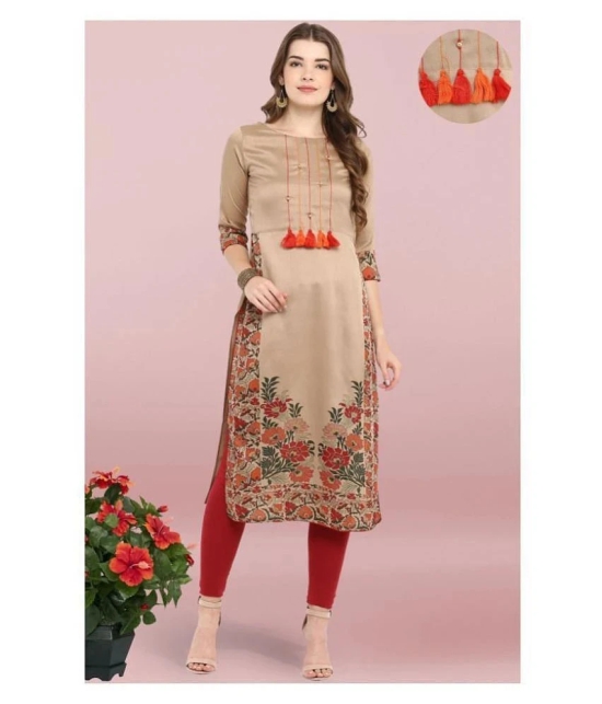 Janasya - Beige Silk Womens Straight Kurti ( Pack of 1 ) - XXL