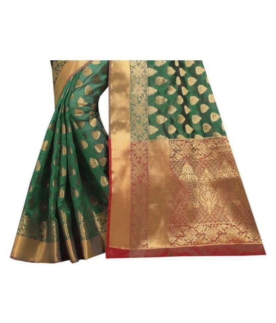 Gazal Fashions Green Banarasi Silk Saree