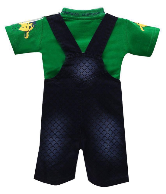 Zadmus Unisex Top and Dungaree Set Denim, Green  - 6-12 Months