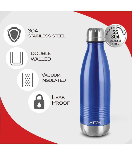 Milton Duo DLX 1000 Thermosteel 24 Hours Hot and Cold Water Bottle, 1 Litre, Blue | Leak Proof | Office Bottle | Gym | Home | Kitchen | Hiking | Trekking | Travel Bottle - Blue