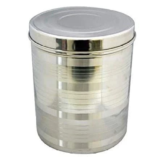 NURAT Stainless Steel Multipurpose Storage Deep Dabba Container & Jar - 5 Litre, 1 Piece, Silver