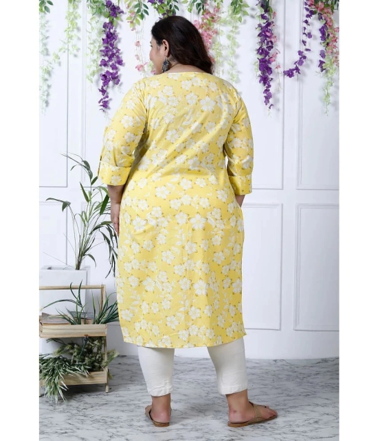 Swasti Cotton Printed Straight Womens Kurti - Yellow ( Pack of 1 ) - None