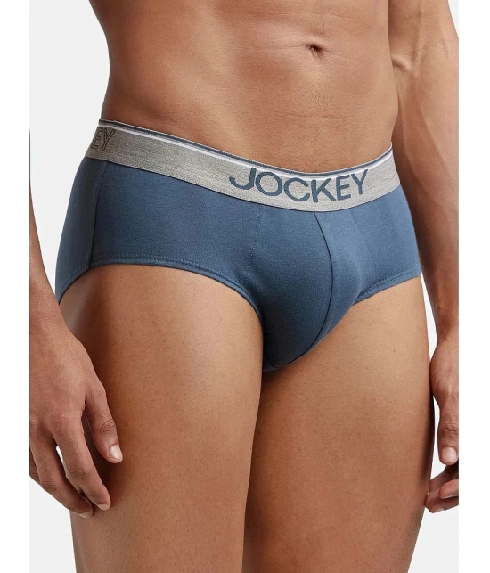 Jockey 8037 Men Super Combed Cotton Solid Brief with Ultrasoft Waistband - Deep Slate (Pack of 2) - None