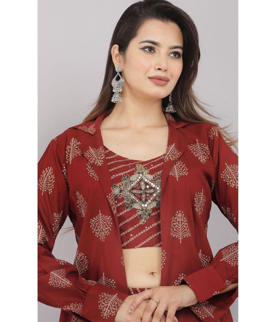 JC4U - Maroon Jacket Style Rayon Women's Stitched Salwar Suit ( Pack of 1 ) - None