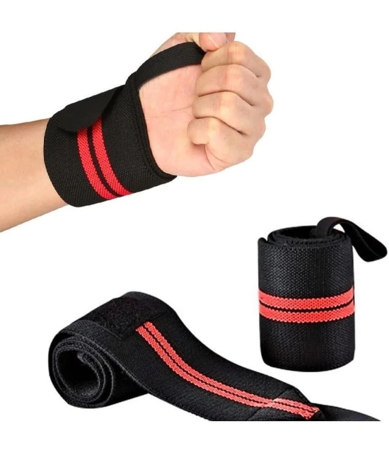 Wrist Supporter for Gym, Wrist Wrap, Hand Band With Adjustable Size Strap & Thumb Loop for Gym, Power Lifting Weight Lifting, Sports Training for Men & Women, Pack of 1 - Red