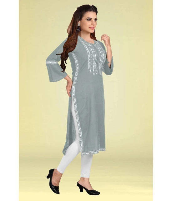 Kapadia - Grey Rayon Womens Straight Kurti ( Pack of 1 ) - None