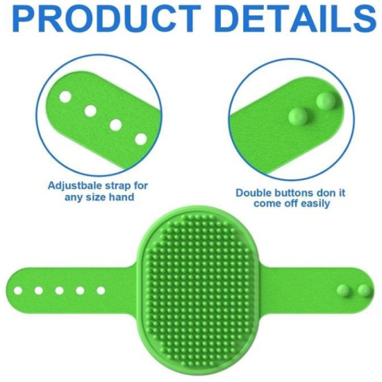 Chullbull Rubber Bristles Hand Brush Comb for Dogs Green-M