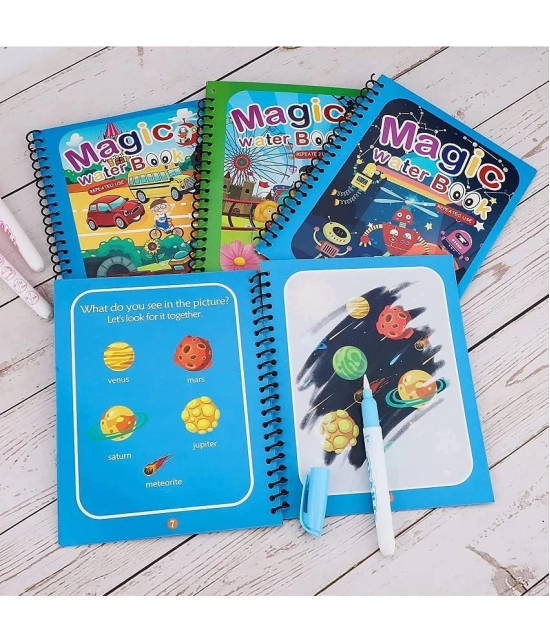 Reusable Magic Water Coloring Books  for Toddlers,  (Pack of 4) Paint with Water Books,Mess-Free Coloring Book,Portable Educational Doodle Drawing Toy,Improving Childrens Imagination,Color P