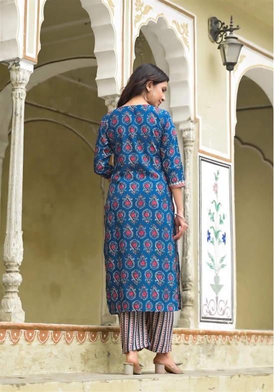 Aqua Blue color Simple and Beautiful Kurta set With Bottom and Dupatta-XL