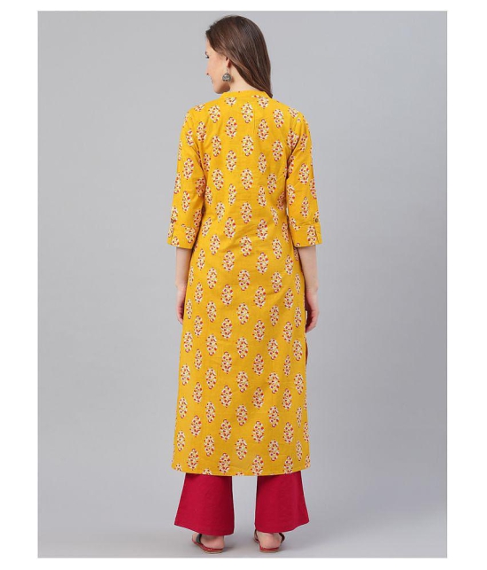 KSUT Yellow Cotton Straight Kurti - M