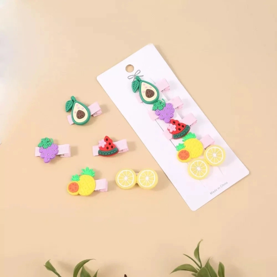 Mini Fruit Multi Color Hair Clips (Set of 2)