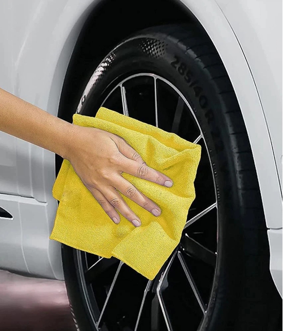 HOMETALES Multicolor 250 GSM Microfiber Car Cleaning Cloth For Automobile car accessories( Pack of 6 ) 40x40 cms