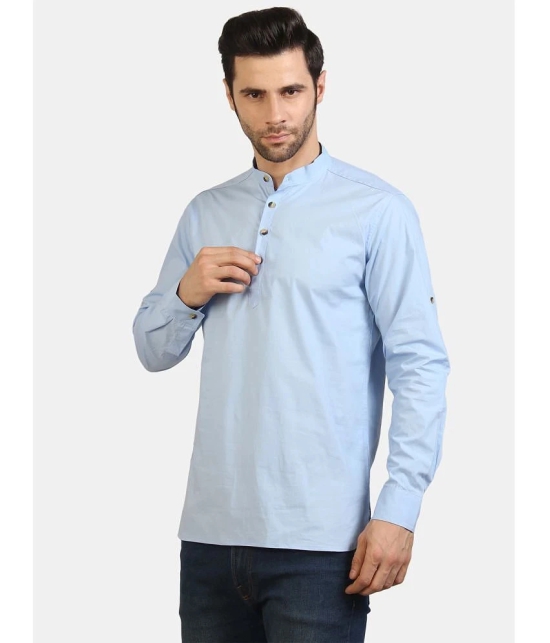 Life Roads - Sky Blue Cotton Mens Shirt Style Kurta ( Pack of 1 ) - None